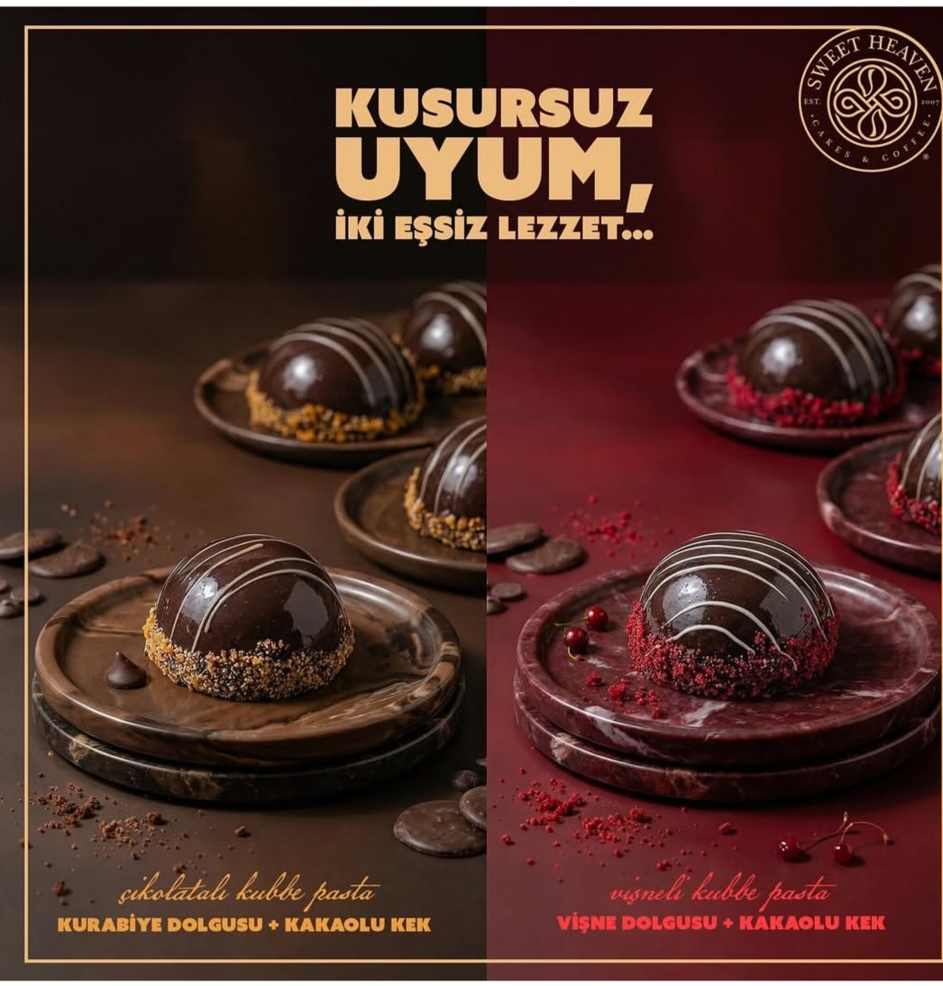 Çikolatalı ve vişneli kubbe pasta